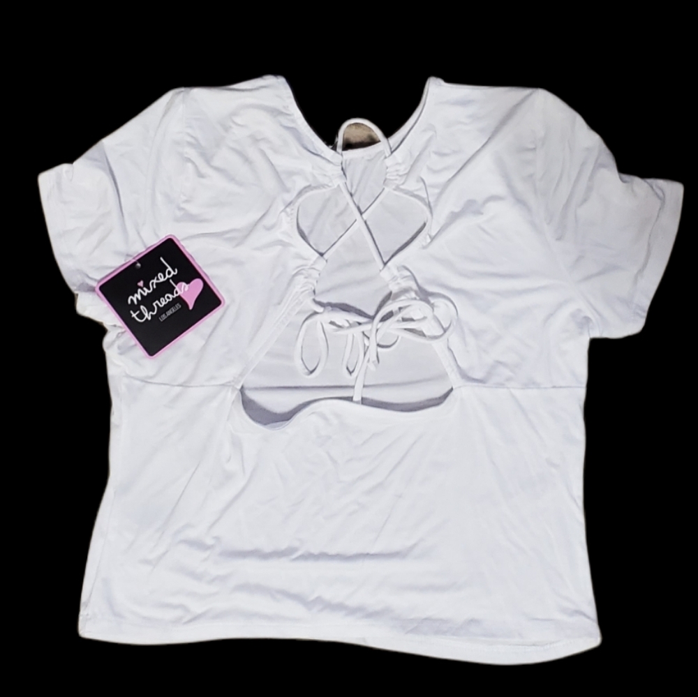 •Mixed Threads• White Tee